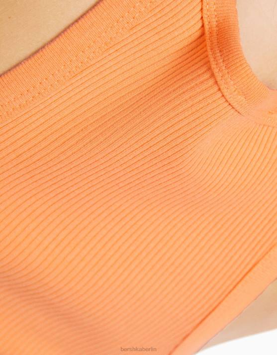 orange Bershka Frauen Geripptes Tanktop H00J420