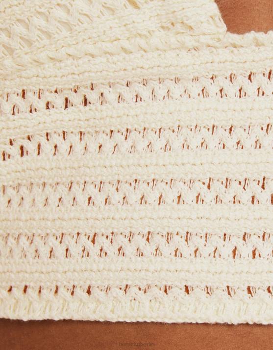 Beige Bershka Frauen Neckholder-Top mit Strickdetail H00J1933