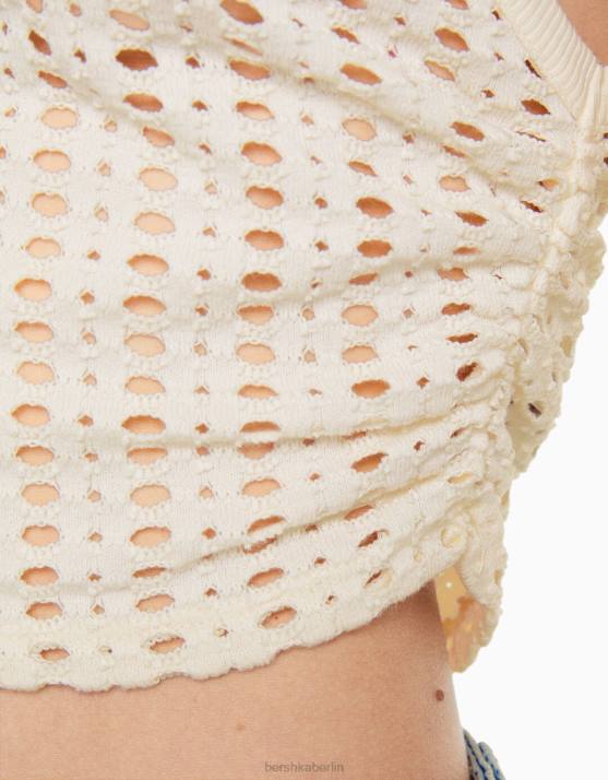 Creme Bershka Frauen Rustikales Racer-Top H00J754