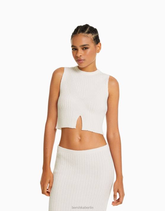 Creme Bershka Frauen Rustikales Strickoberteil H00J689