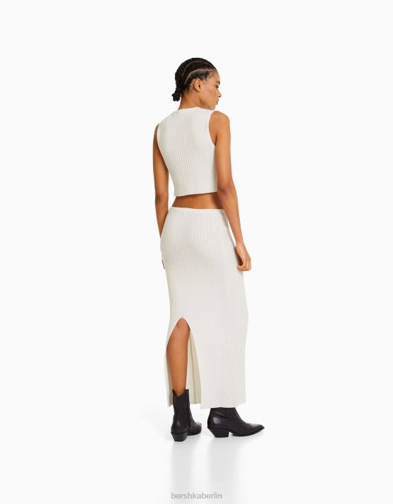 Creme Bershka Frauen Rustikales Strickoberteil H00J689