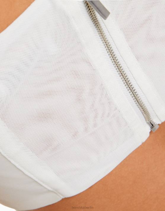 Creme Bershka Frauen Satin-Trägerkorsettoberteil H00J796