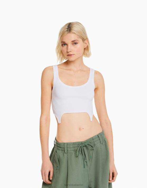 Creme Bershka Frauen Strick-Tanktop H00J872