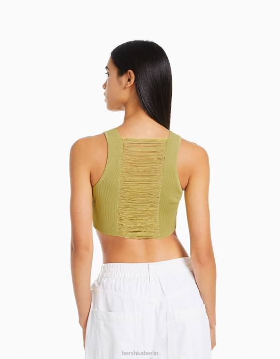 Grün Bershka Frauen Offenes Strickoberteil H00J855