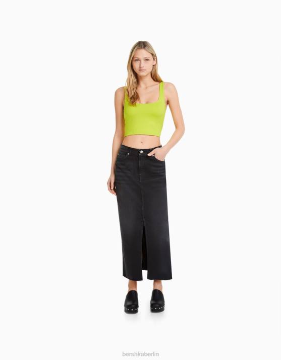 Kalk Bershka Frauen Top mit breiten Trägern H00J798