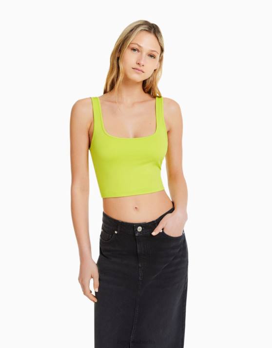 Kalk Bershka Frauen Top mit breiten Trägern H00J831