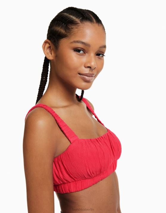 Koralle Bershka Frauen Bralette-Oberteil aus Crêpe mit Trägern H00J849