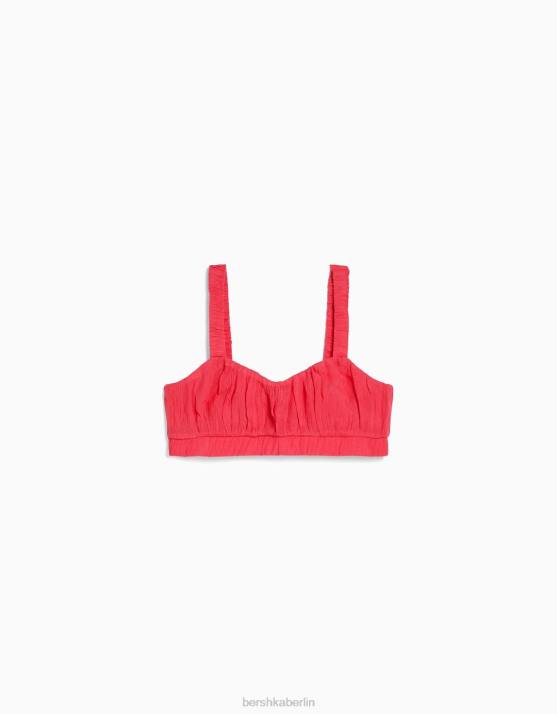 Koralle Bershka Frauen Bralette-Oberteil aus Crêpe mit Trägern H00J849