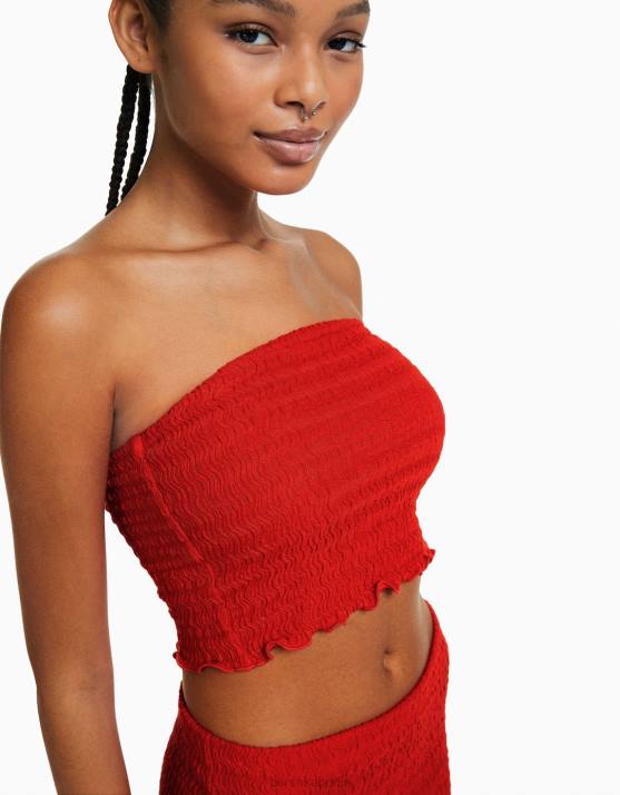 Koralle Bershka Frauen Rustikales Bandeau-Top H00J856