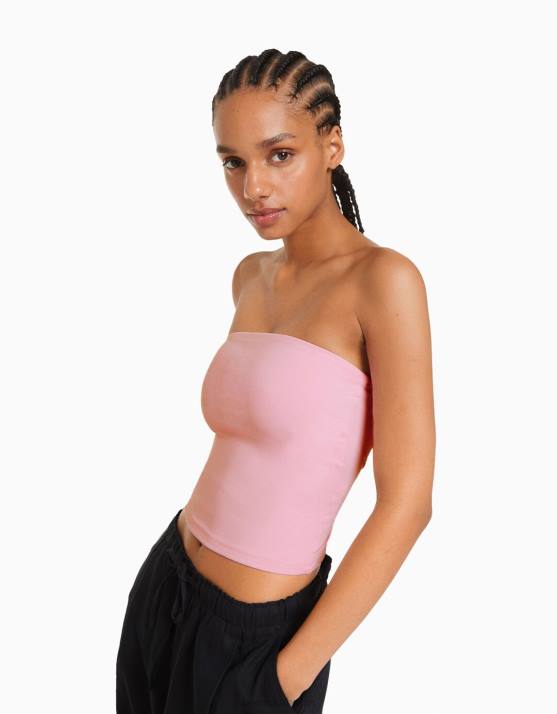 Rosa Bershka Frauen Bandeau-Top H00J666
