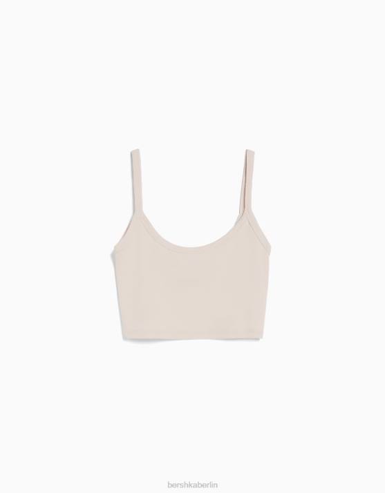 Sand Bershka Frauen Kurzes Tanktop H00J813