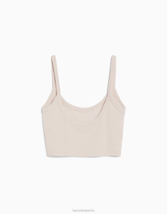 Sand Bershka Frauen Kurzes Tanktop H00J813
