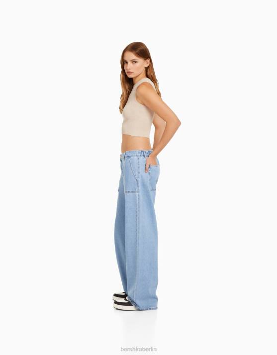 Sand Bershka Frauen ärmelloses Strickoberteil H00J885