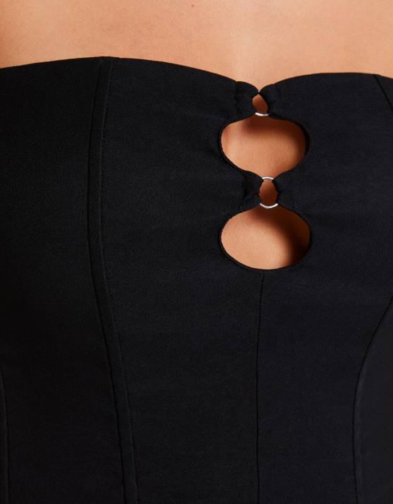 Schwarz Bershka Frauen Korsett-Bandeau-Oberteil H00J674