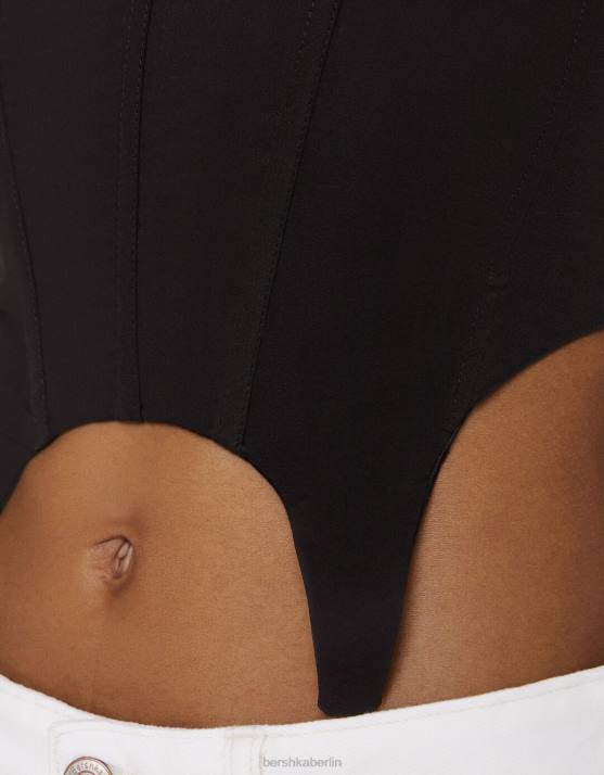 Schwarz Bershka Frauen Korsett-Oberteil H00J762