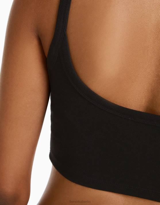 Schwarz Bershka Frauen Kurzes Tanktop H00J2023