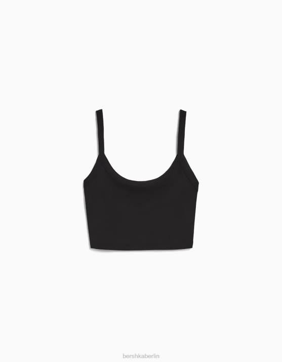 Schwarz Bershka Frauen Kurzes Tanktop H00J816