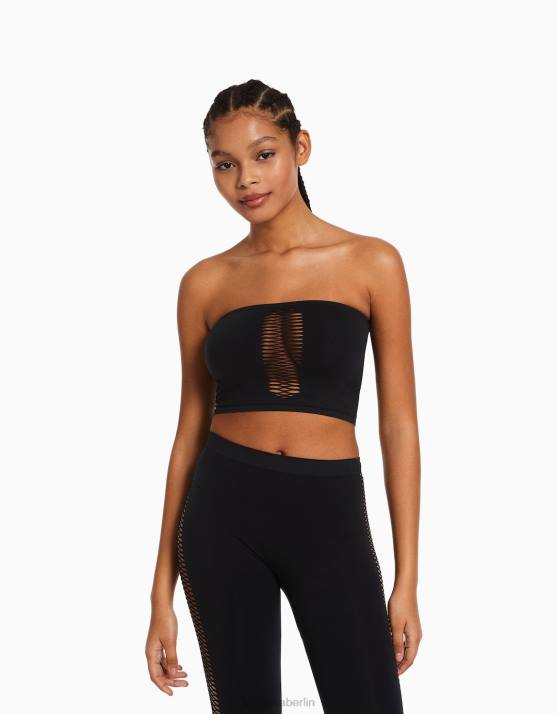 Schwarz Bershka Frauen Nahtloses Bandeau-Top H00J825