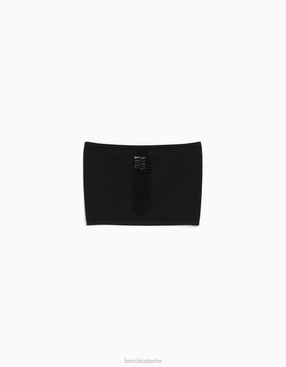 Schwarz Bershka Frauen Nahtloses Bandeau-Top H00J825