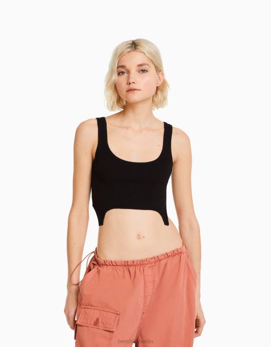 Schwarz Bershka Frauen Strick-Tanktop H00J873