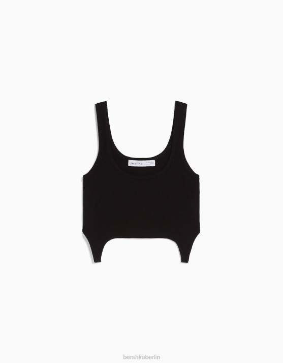 Schwarz Bershka Frauen Strick-Tanktop H00J873