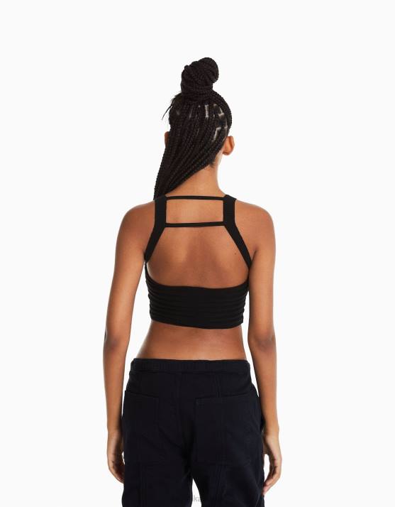 Schwarz Bershka Frauen Transparentes Strickoberteil H00J783