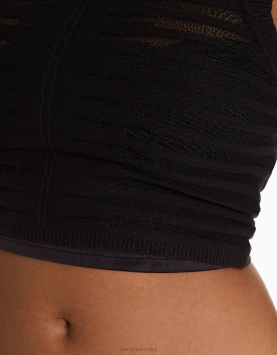 Schwarz Bershka Frauen Transparentes Strickoberteil H00J783