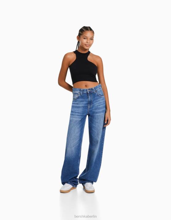 Schwarz Bershka Frauen asymmetrisches, nahtloses Oberteil H00J876