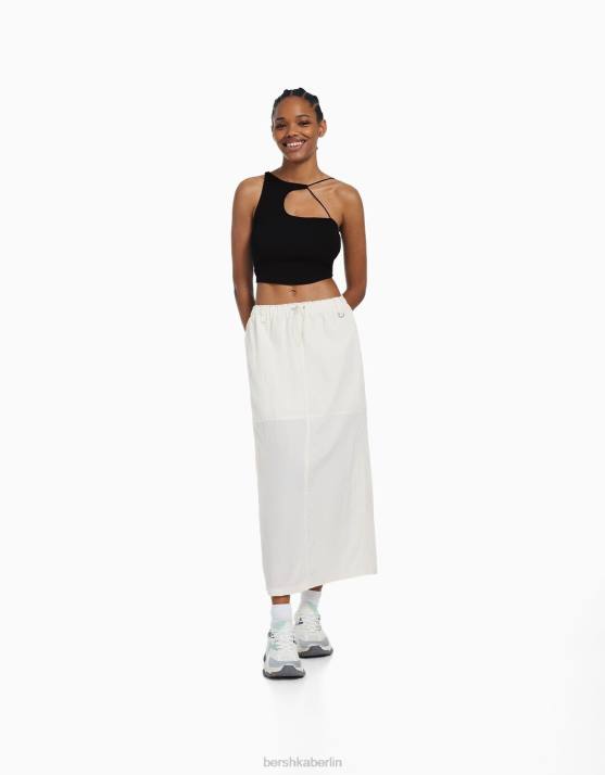 Schwarz Bershka Frauen Ärmelloses, asymmetrisches Crop-Top H00J707