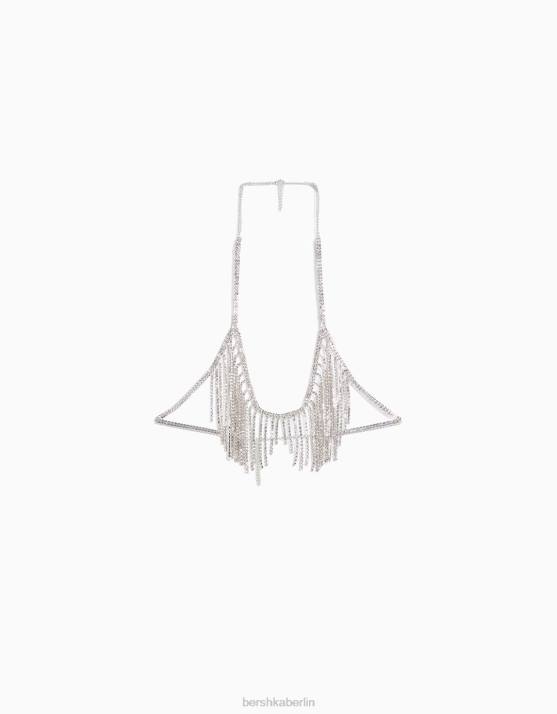 Silber Bershka Frauen Strass-Kaskaden-Bralette H00J808
