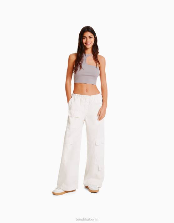 Stein Bershka Frauen Ärmelloses, asymmetrisches Crop-Top H00J709