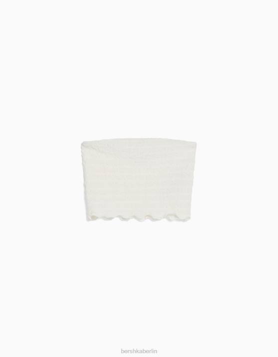 Weiss Bershka Frauen Bandeau-Oberteil aus Waffelstrick H00J859