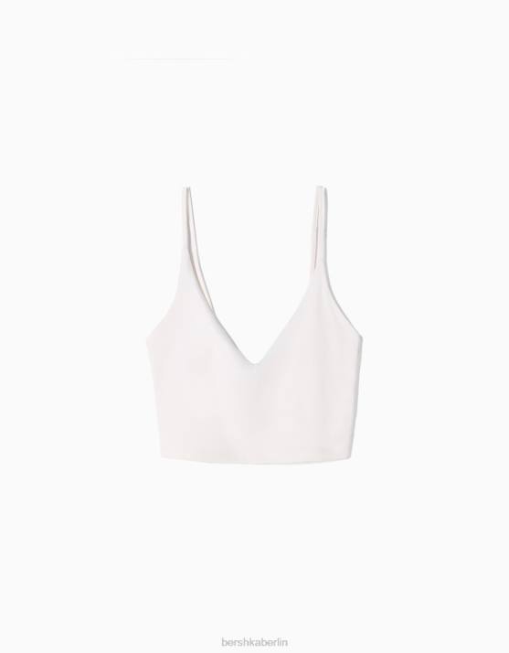Weiss Bershka Frauen Crop-Top mit Trägern H00J817