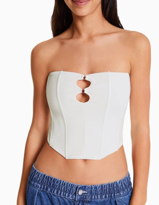 Weiss Bershka Frauen Korsett-Bandeau-Oberteil H00J675