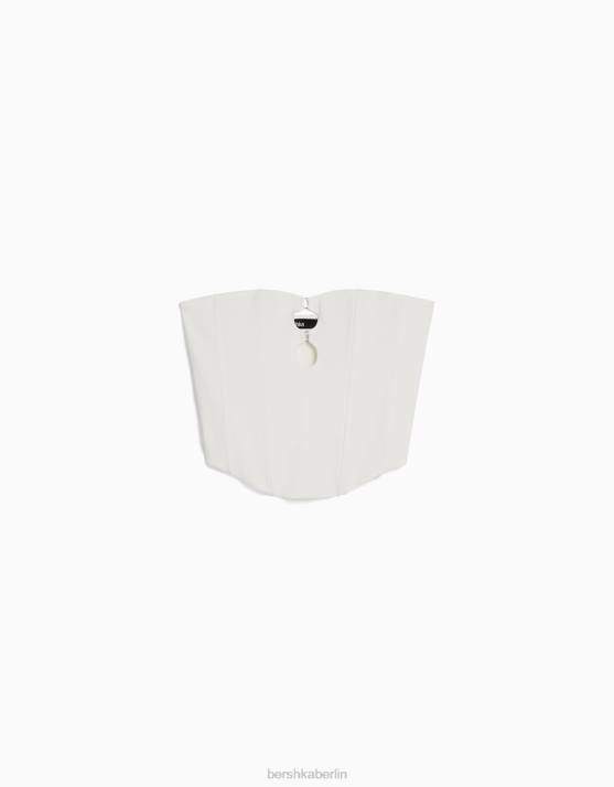 Weiss Bershka Frauen Korsett-Bandeau-Oberteil H00J675