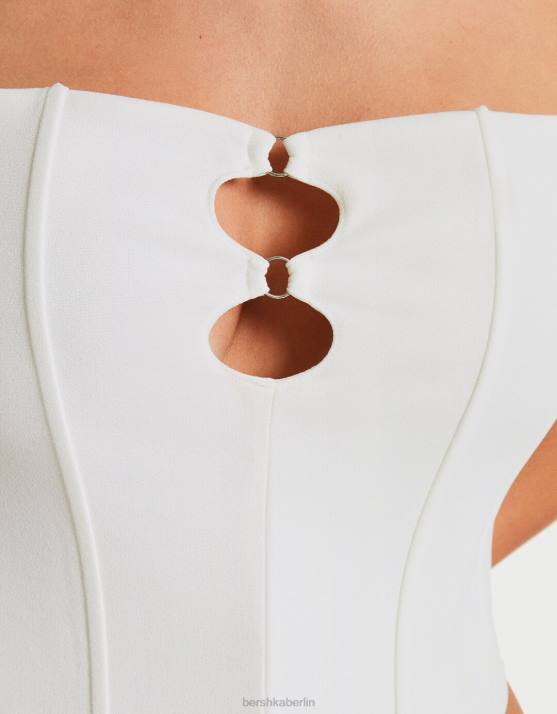 Weiss Bershka Frauen Korsett-Bandeau-Oberteil H00J675