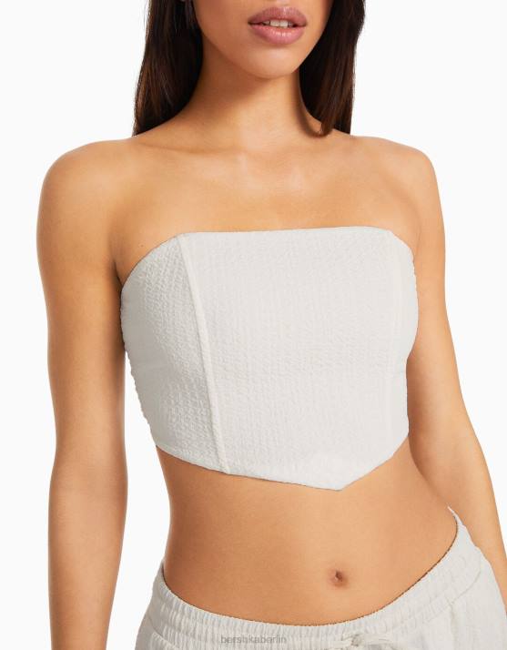 Weiss Bershka Frauen Korsett-Bandeau-Oberteil H00J702