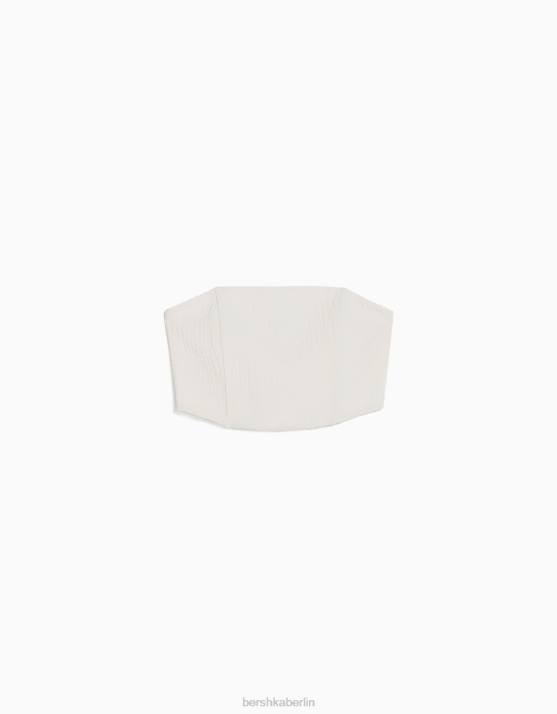 Weiss Bershka Frauen Korsett-Bandeau-Oberteil H00J702