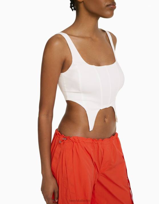 Weiss Bershka Frauen Korsett-Oberteil H00J761