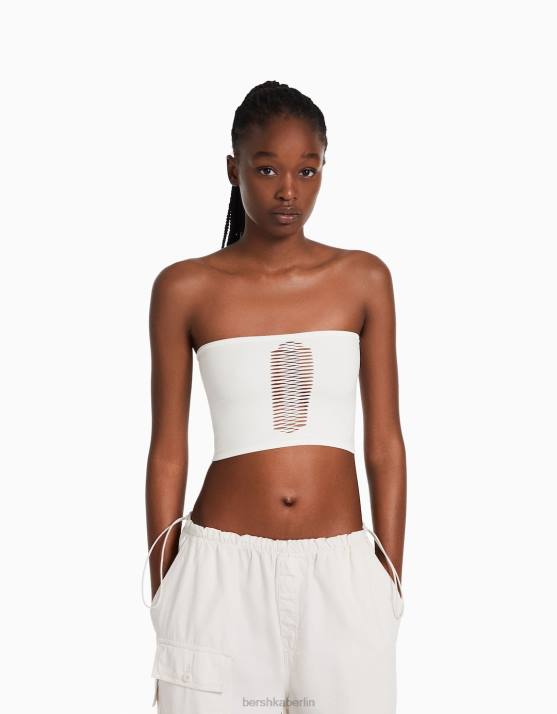 Weiss Bershka Frauen Nahtloses Bandeau-Top H00J827