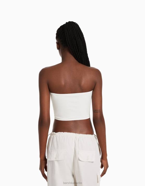 Weiss Bershka Frauen Nahtloses Bandeau-Top H00J827