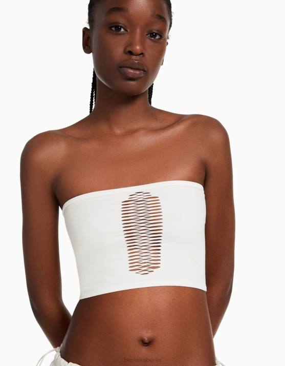 Weiss Bershka Frauen Nahtloses Bandeau-Top H00J827