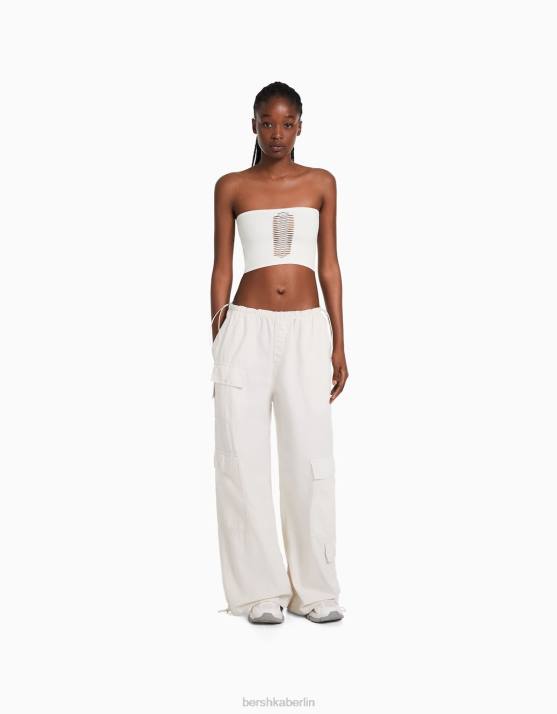 Weiss Bershka Frauen Nahtloses Bandeau-Top H00J827
