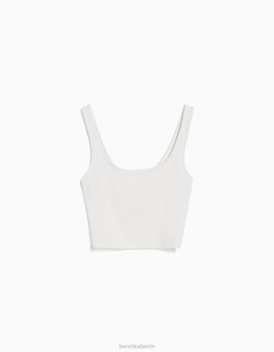 Weiss Bershka Frauen Top mit breiten Trägern H00J799