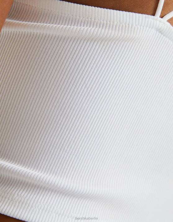 Weiss Bershka Frauen Ärmelloses, asymmetrisches Crop-Top H00J708