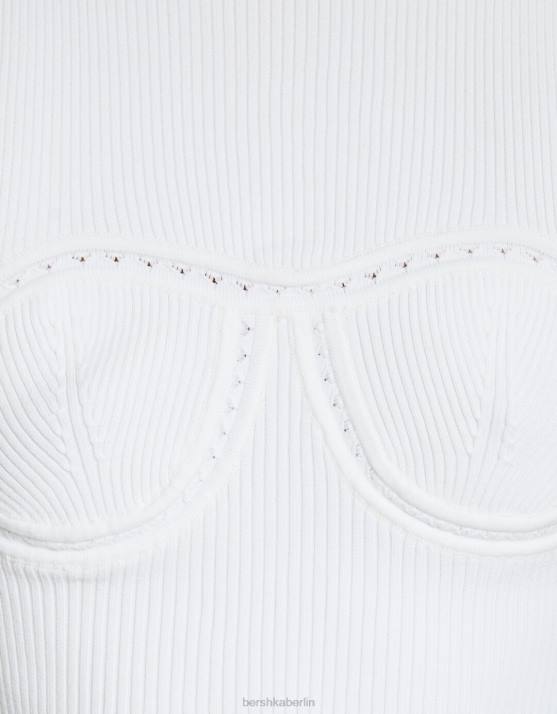 Weiss Bershka Frauen ärmelloses, offenes Strickoberteil H00J756