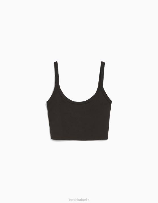 dunkelgrau Bershka Frauen Kurzes Tanktop H00J812
