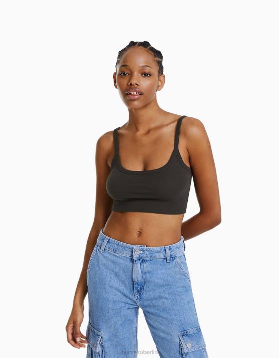 dunkelgrau Bershka Frauen Kurzes Tanktop H00J815