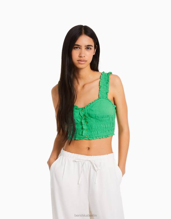 exklusiv Bershka Frauen Trägertop mit Knöpfen H00J738