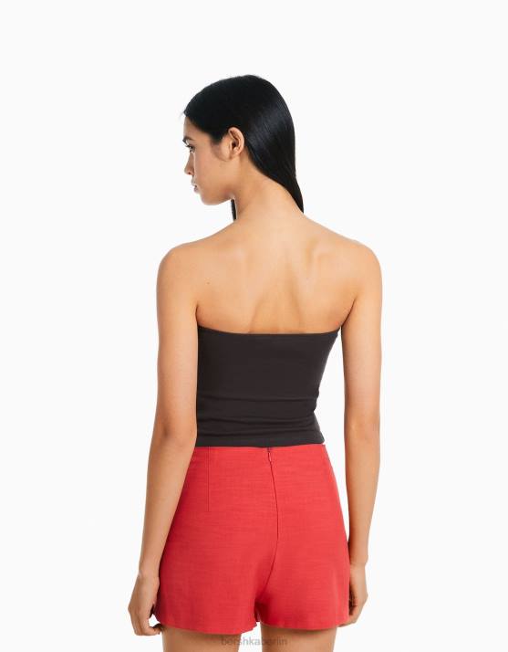 grau Bershka Frauen Rolling Stones Bandeau-Oberteil H00J668